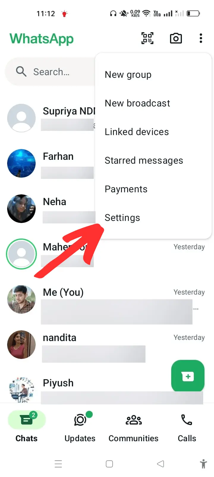 whatsapp settings