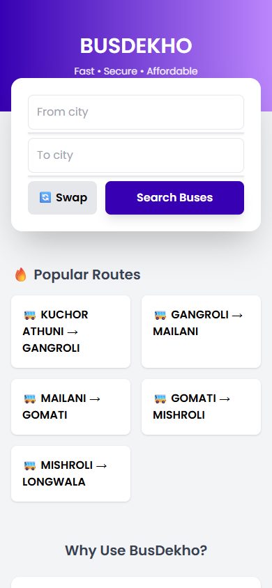 BusDekho website on a phone